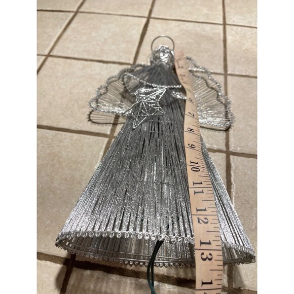 Angel Christmas Tree Topper Light-Up Silver Wire With Star Design&Halo Size 13” - Picture 9 of 12